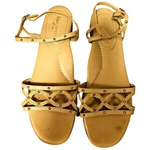 Eric Javits Womens Studded Beige Leather Sandals With Strappy Design Size 11 M